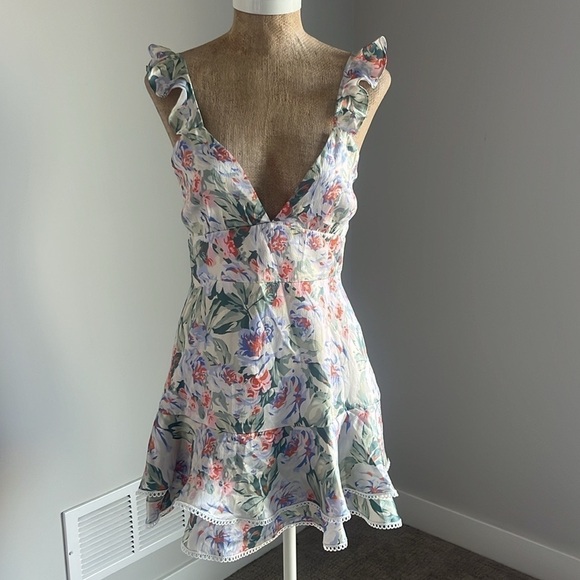 NWT LA MAISON TALULAH SILK MINI DRESS Floral Mist Small - Picture 10 of 11
